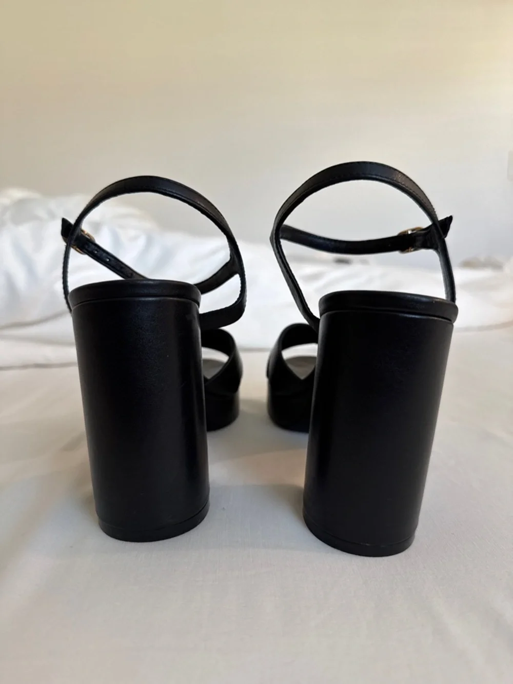 Stuart Weitzman Dayna Black Leather Platform Sandals size size 8.5 - Picture 4 of 13